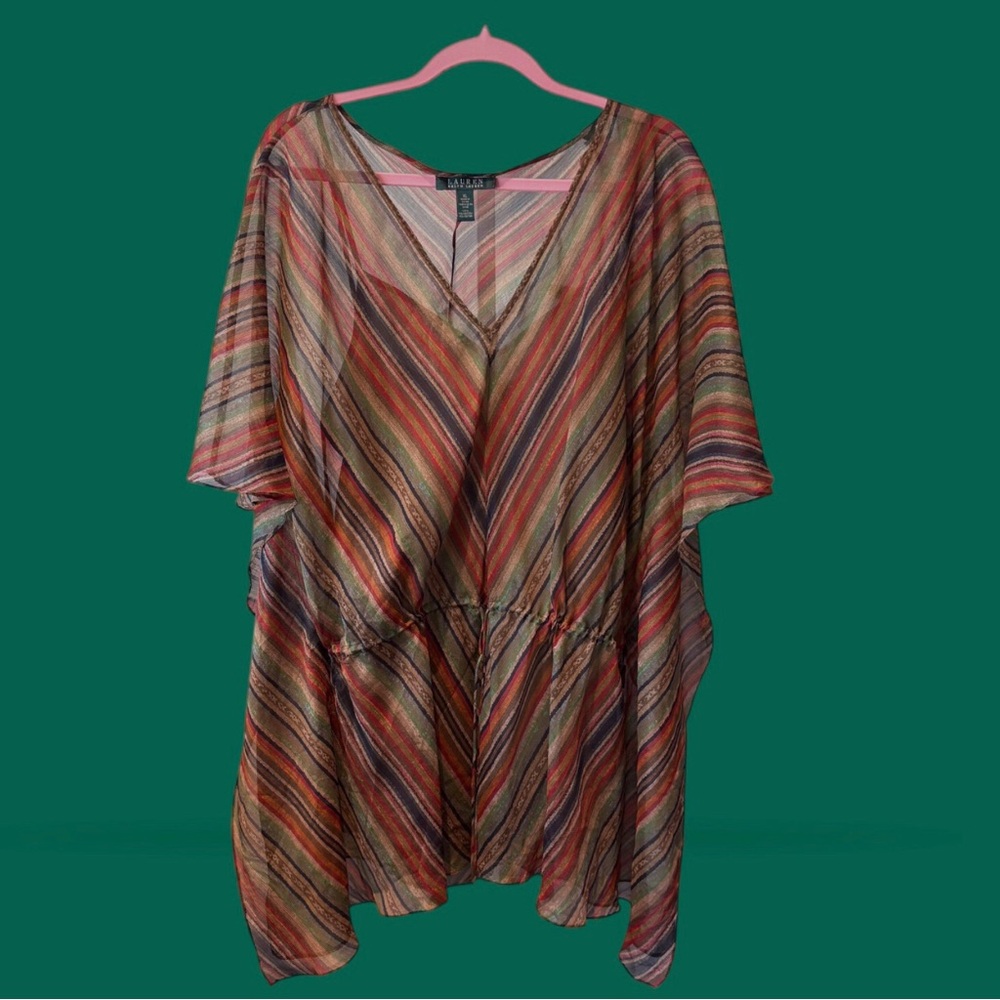 Vintage Lauren Ralph Lauren Chevron Print Multicolor Striped Women's Tunic Top